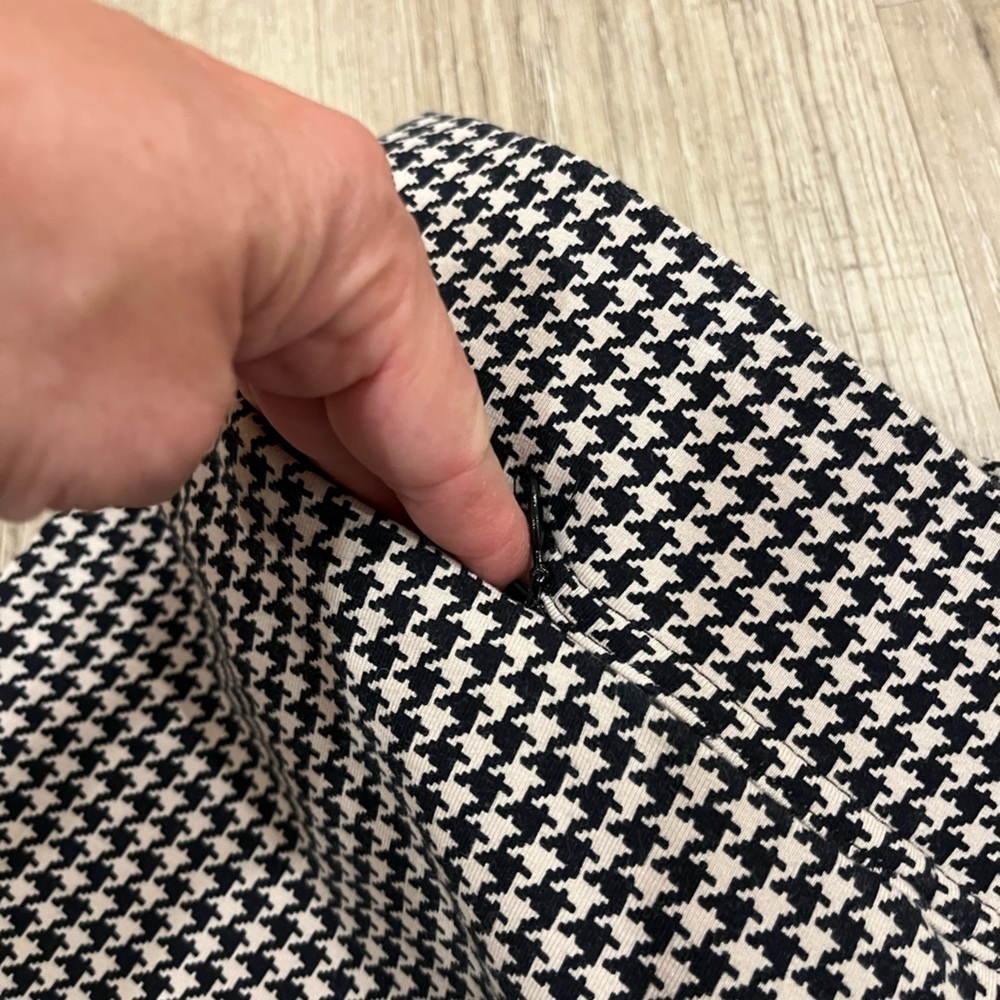 Lands’ End 1X Petite dark Brown & Tan Houndstooth Stretch Pull-On Pants Like New - Picture 5 of 13